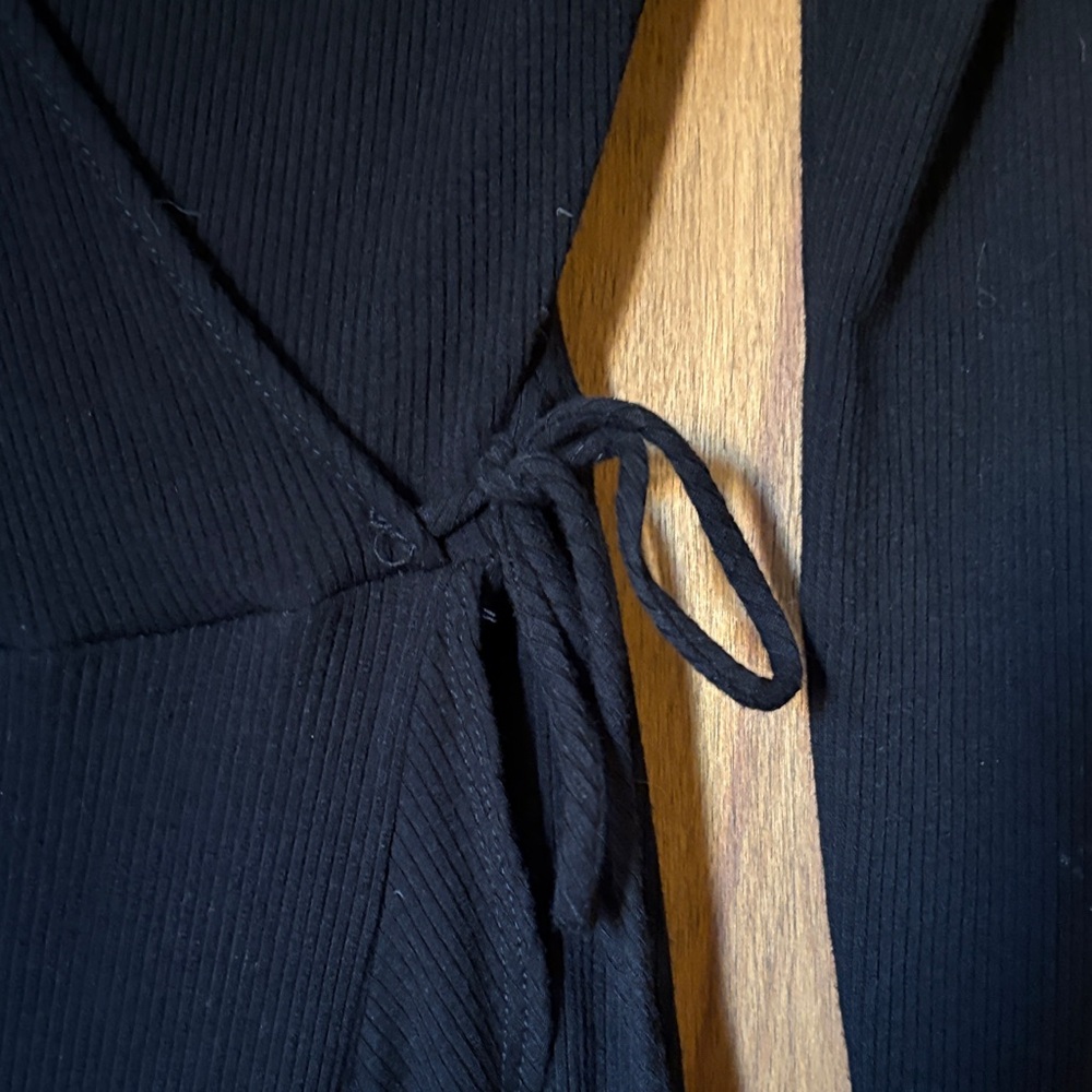 Aqua Wrap Dress Long Sleeve Black - Picture 4 of 6